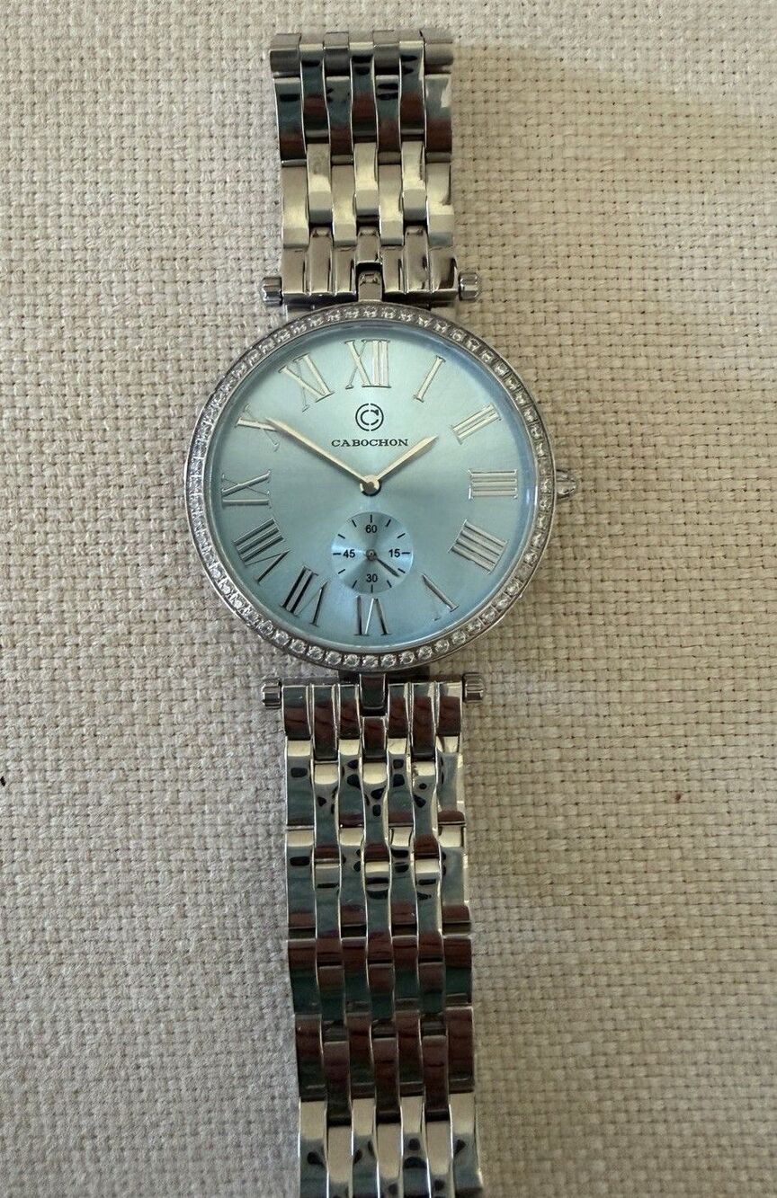 Cabochon Carlita Ladies' Watch w/  Light Blue Dial and Diamond-studded Bezel